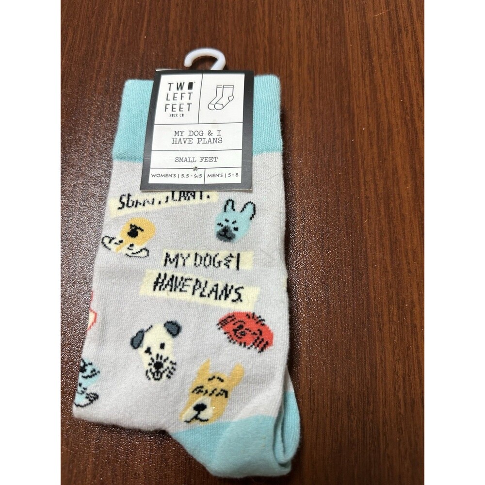 NWT Two Left Feet My Dog and I have Plans Unisex Sizes W5.5-9.5/M5-8